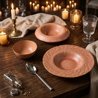 Service de table élégant en grès et porcelaine, couleur sienne brûlée, avec bols peu profonds, pour hôtels et salles de banquet, robuste et compatible four.