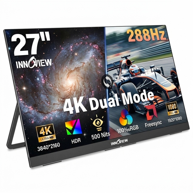 27 Inch 4K UHD IPS Portable Monitor 500 Nits Brightness for Professional Graphic Design Creation Work