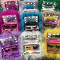 Nouveaux designs : Étui miroir LED avec kit de faux cils en vison synthétique de 15 mm, 20 mm, 25 mm, colle à cils et pince à épiler