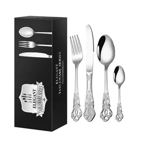 Western Titanium Plated Dinnerware Set High-grade Gift 40pcs Stainless Steel Cutlery Set For Household