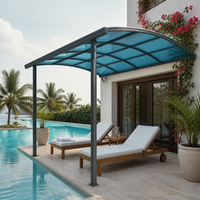 Auvent mural en polycarbonate avec structure en aluminium pour terrasse extérieure, villa, résistant à l'eau et au vent, ODM