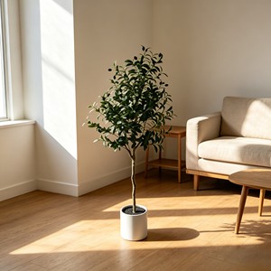 Arbre d'olivier artificiel réaliste en oxyde de magnésium blanc, plante en pot simulée pour la décoration intérieure - Product Image 4