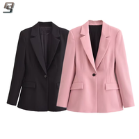 Blazer de costume sur mesure de haute qualité, tissé, antistatique, rose uni, à un bouton, pour femme, pour le bureau