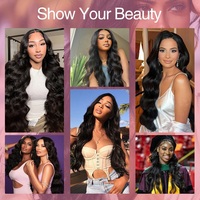 Pelucas de Cabello Humano Virgen Vietnamita con Ondas Suaves, Súper Doble Trama, con Frente de Encaje, de Alta Calidad, Sin Pegamento, para Mujeres Negras