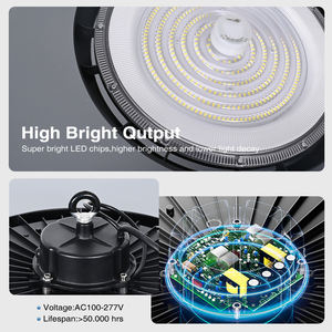Éclairage d'entrepôt intérieur 150w 200w Grand lustre Garage Lampe à détecteur de mouvement ufo Smd2835 Lampe à LED à haut rendement pour atelier d'usine - Product Image 5