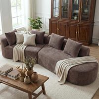 Sofá Moderno Sin Estructura, Tipo Nube, Completamente Ensamblado, Sofá Curvo Largo, Chaise Longue, Sofás Tapizados Grandes y Comprimidos para el Hogar