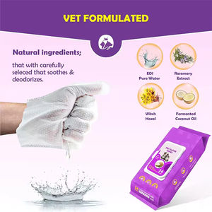 Benutzer definiertes Etikett 20 Count Ultra-Gentle Hypo allergenic Eco Friendly Organic Rinse Free Hunde und Katzen Haustier reinigung Feucht tücher Handschuhe - Product Image 2