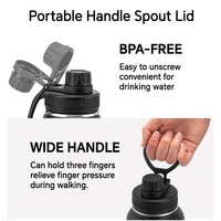 Gourde d'eau chic personnalisée en acier inoxydable à double paroi isolée sous vide, revêtement poudré, 32/64 oz, pour sport et voyage