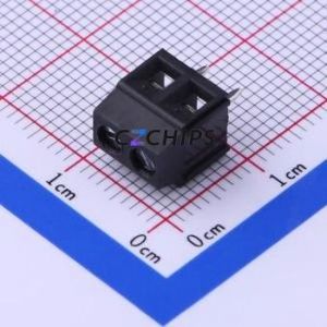 DB125-3.81-2P-BK-S Screw Terminal Block Through hole Component (THT),P=3.81mm Connector 1x2P 3.81mm Black Through Hole - Product Image 1