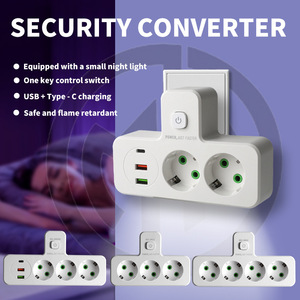 Multiprise standard européenne, 3 prises + 2 USB + 1 Type-C, adaptateur mural, convertisseur de <span class=keywords><strong>voyage</strong></span> pour Allemagne, <span class=keywords><strong>France</strong></span>, Russie - Product Image 2