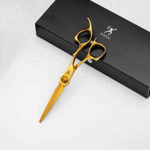 Tijeras de Peluquería Titan de 6.0 Pulgadas, Color Dorado, Tijeras Profesionales de Titanio para Cortar y Entresacar Cabello - Product Image 3
