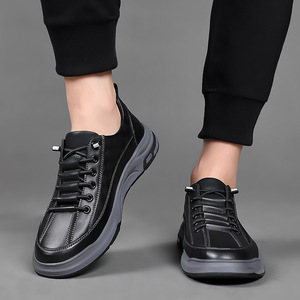 Men's Genuine <b>Leather</b> Retro Shoes Round Toe Breathable Mesh Lining Rubber Outsole EVA Midsole Spring Casual Chunky <b>Sneakers</b> - Product Image 4