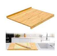 Grande planche à découper en bois de bambou avec bord de comptoir Planche à pâtisserie réversible en bambou