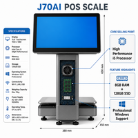 Báscula inteligente con reconocimiento IA, terminal POS con doble pantalla de 15.6 pulgadas, Windows, procesador Intel i5, caja registradora todo en uno con escáner QR