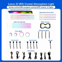 Éclairage d'ambiance intérieur de voiture 64 couleurs 18-en-1, bande lumineuse LED RGB pour Lexus RX 350h 2023-2025