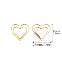 Clips en métal doré rose mignons, pinces de classement en fil métallique, pinces à index, pinces à papier en forme de cœur élargies, toutes sortes de clips en métal, pinces à papier de forme métallique