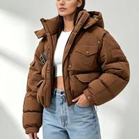 Veste d'hiver décontractée pour femmes personnalisée avec capuche amovible, col montant, manteau matelassé à capuche, service OEM disponible