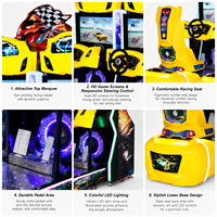 LECHUANG Machine de jeu d'arcade de course automobile en métal, configuration complète avec simulateur de volant, pour centre de divertissement intérieur
