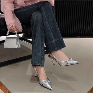 Zapatos de tacón alto cuadrado con lazo rosa dulce, estilo escotado, cómodos y elegantes para uso diario, para mujer, novedad 2026 - Product Image 3