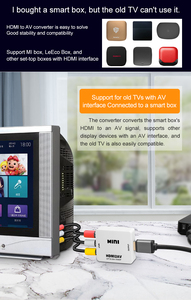 Adattatore Portatile MINI HD-MI <span class=keywords><strong>a</strong></span> AV 1080P, Convertitore <span class=keywords><strong>Video</strong></span> AV <span class=keywords><strong>a</strong></span> HD MI per Set-Top Box o Dispositivi Multimediali per TV HD - Product Image 6
