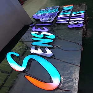 Enseigne lumineuse LED RVB dynamique couleur pleine, décoration artistique intérieure, en acier inoxydable et acrylique, personnalisée, pour studios créatifs, bars et bâtiments 3D - Product Image 1