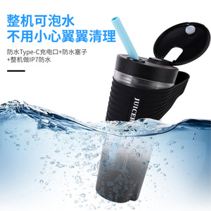 Exprimidor portátil, mini vaso eléctrico para jugo, 401 ml, recargable por USB, con diseño impermeable para uso en exteriores - Product Image 1