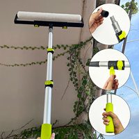 Kit de peinture industriel DIY : Rouleau de peinture en polyester de 18 po, ensemble de 10 pièces, perche d'extension de 4,7 pi, bac et pinceau pour peinture de grandes surfaces en hauteur