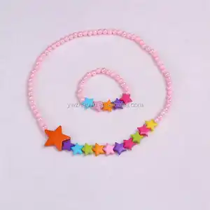 Fashion Star Beads Elastic Necklace Bracelet Set