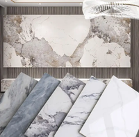 Panneau mural décoratif moderne en PVC imperméable, motif géométrique, aspect marbre, insonorisant, pour usage divertissement