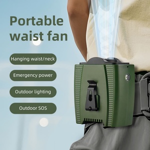 Ventilateur de ceinture portable avec batterie 8000 mAh, ventilateur d'urgence avec lumière LED, rechargeable par USB, pour extérieur - Product Image 1