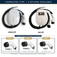 Nouvelle borne de recharge murale pour véhicules électriques 7 kW Type 2 AC 230 V avec écran LCD, résistance aux intempéries IP55, utilisation domestique, certifiée CE TUV, garantie 1 an, câble de 5 m, 32 A