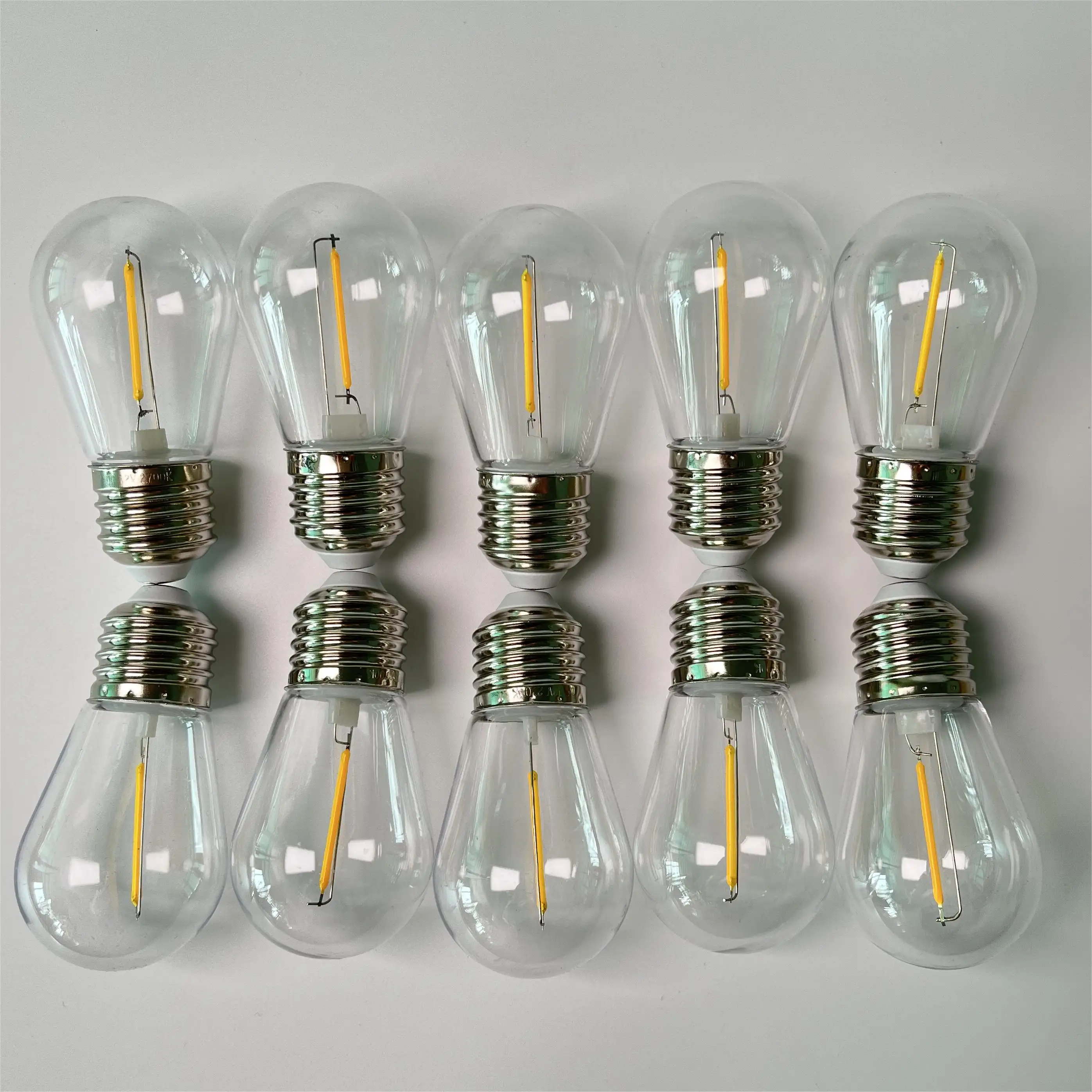 S14 LED lampadina di plastica lampadina lampadina per esterno e giardino decorazione 3V 120V 230V doppio filamento 2W