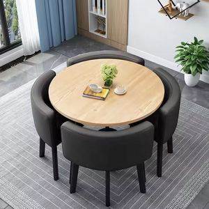 Modern Durable Minimalist Reception Negotiation Round Coffee <strong>Table</strong> Front Desk <strong>and</strong> <strong>Chair</strong> Set for Office Lounge Area - Product Image 2