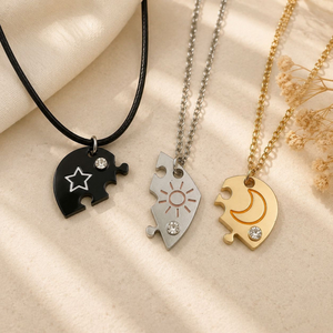 Nuevo Conjunto de Tres Piezas Coloridas, Collar de Mejores Amigos, Joyería Unisex, Luna, Estrella, Corazón Hueco, Collar de Amistad BFF - Product Image 3