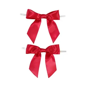 Factory Wholesale various gift small red satin ribbon bows for decoration