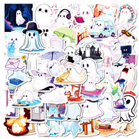 50 Stück Halloween Weiße Geister Graffiti Aufkleber Niedliche Cartoon Skateboard Tablet Ersatz Dekorative Sticker