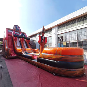 Tobogán inflable gigante doble para fiestas al aire libre, castillo inflable, tobogán acuático pirata para adultos - Product Image 1