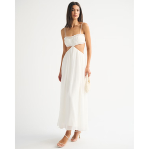Vestido Largo de Satén con Tirantes Finos y Adornos de Perlas Blancas de Alta Calidad para Mujer, Ideal para Bodas en la Playa o como Vestido de Invitada de Verano - Product Image 1