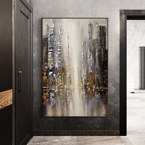 <span class=keywords><strong>Peinture</strong></span> d'art mural sur toile faite à la main tableau de ville moderne peint à la main paysage <span class=keywords><strong>abstrait</strong></span> bâtiment <span class=keywords><strong>peinture</strong></span> à l'huile pour la décoration intérieure - Product Image 4