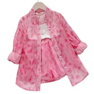 Pink Leopard Kids summer clothing set Baby Clothes children Girls Clothing Set