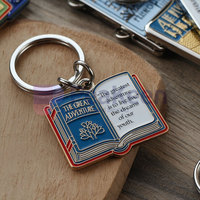 Conception libre 2D 3D émail dur doux Mini livre photo forme porte-clés