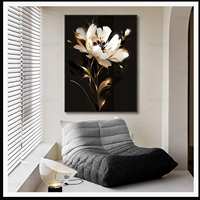 Art mural en verre cristal botanique noir et or, design à trois panneaux en forme de feuille, pour salon, hôtel, intérieurs art déco
