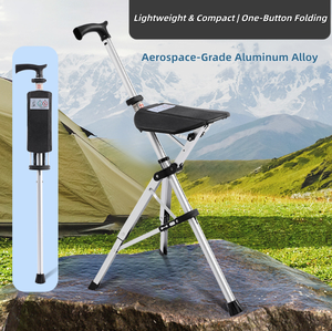 Bastón de Lujo Veterinario Ajustable con Asiento, Silla Telescópica, Muletas de Aluminio para Adultos, Taburete para Mujeres y Hombres - Product Image 1