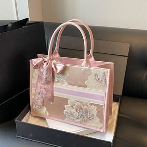 Bolso Bandolera Rosa de Alta Gama para Mujer 2025, Bolso de Mano de PVC con Cierre de Cremallera, Bolso Tote de Poliéster Estilo Extranjero a la Moda - Product Image 1