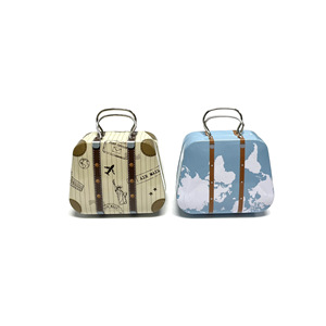 Mini Tinplate <b>Suitcase</b> <b>Storage</b> Box With Handle Small Capacity Christmas Gift Candy Container For Kids - Product Image 4