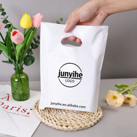 Sac de courses recyclable JiJiD avec petite poignée, impression de logo personnalisé, sac en plastique découpé avec poignée, sac de courses en plastique