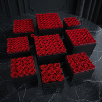 AM-PFC01 Ammy Roses éternelles en boîte carrée noire, cadeaux de roses éternelles, boîte cadeau pour la Saint-Valentin, cadeaux de Noël, décoration de la maison