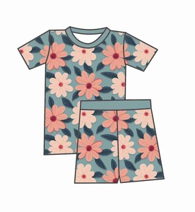 Conjunto de Dos Piezas de Manga Corta con Estampado Floral para Niñas Pequeñas, Marca Qingli OEM, Sin Aranceles, Gran Venta, para Verano - Product Image 3