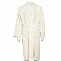 Peignoir gaufré 100 % coton doux pour la peau, style kimono, col, pour après le bain, unisexe, avec ceinture, idéal pour chambre d'hôtel et spa