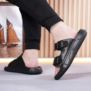 Summer Pu <b>Slide</b> Sandals Open Toe Buckle Strap Breathable Casual EVA Outsole <b>White</b> Men <b>Women</b> Beach Shoes - Product Image 4